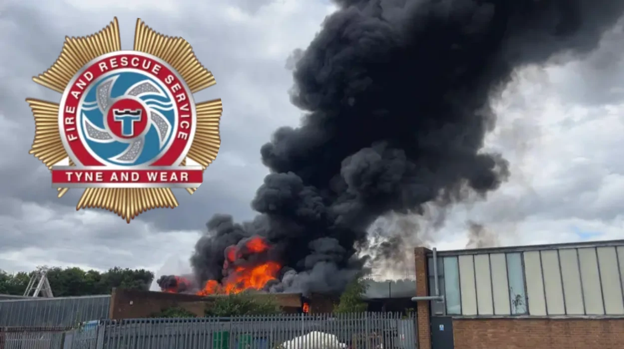 Crowther Industrial Estate Fire Sends Smoke Over Washington
