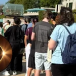 Huge Queue in London for Solar Eclipse Glasses