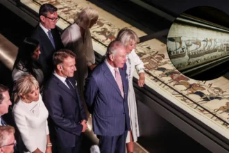 Macron and King Charles Hail Bayeux Tapestry Ties