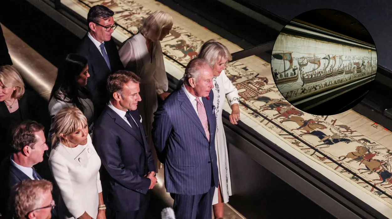 Macron and King Charles Hail Bayeux Tapestry Ties